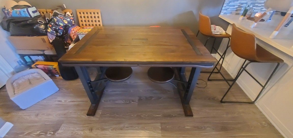 Dining Room Table with Swivel Barstool Chairs