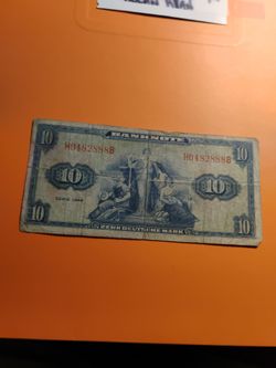 German* 1948 10 Deutsche Mark Bank Note For Sale