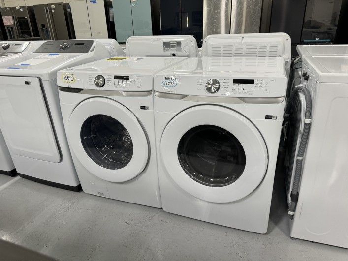 New Samsung White Electric Washer Dryer Set 1 Year Warranty