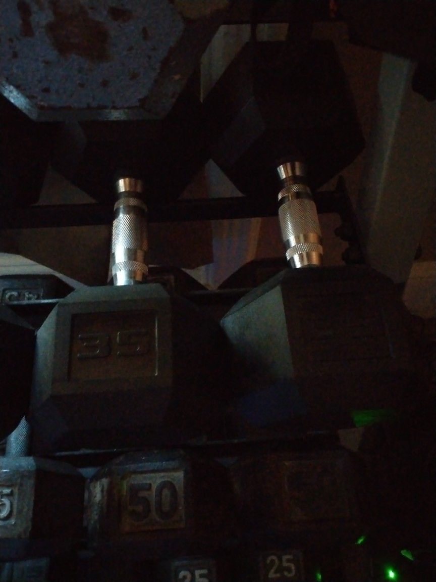 Like Brand New Two 35 Pound Rubber Hex Dumbbells Great Condition