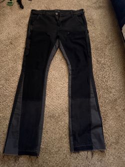 Black Flare Cargo Jeans with Side Panel