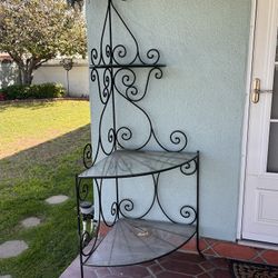 Vintage Iron And Glass Shelf 