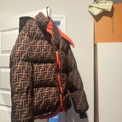 Brown And Orange Fendi Puffer Coat #luxury #authentic 