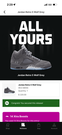 Jordan 5 Wolf Grey size 9.5