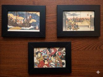 Japanese Woodblock Style Postcard Trio