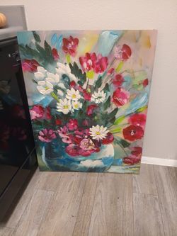 Wall Canvas Floral Hand painted Acrylic Painting art Wall hanging