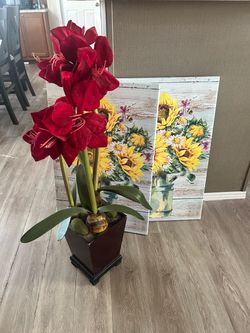 Painting frames and fake plant