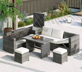 Assembled New Outdoor 6-Piece All Weather PE Rattan Sofa Set Garden Patio Wicker Sectional Furniture