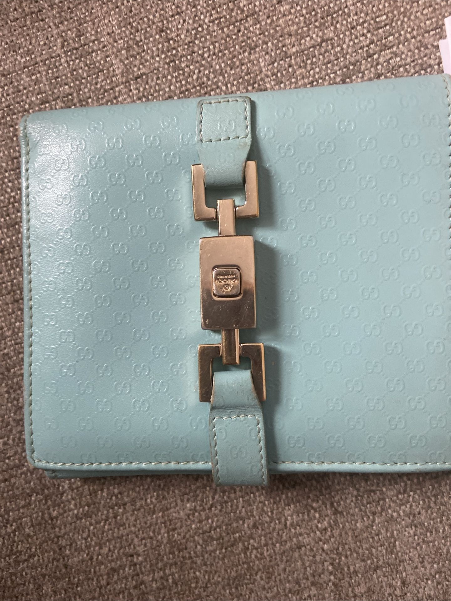 Authentic Gucci Vintage Wallet Guccissima Leather ID 0(contact info removed) light blue