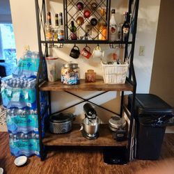 Bakers Rack With Wine And Wine Glass Storage 
