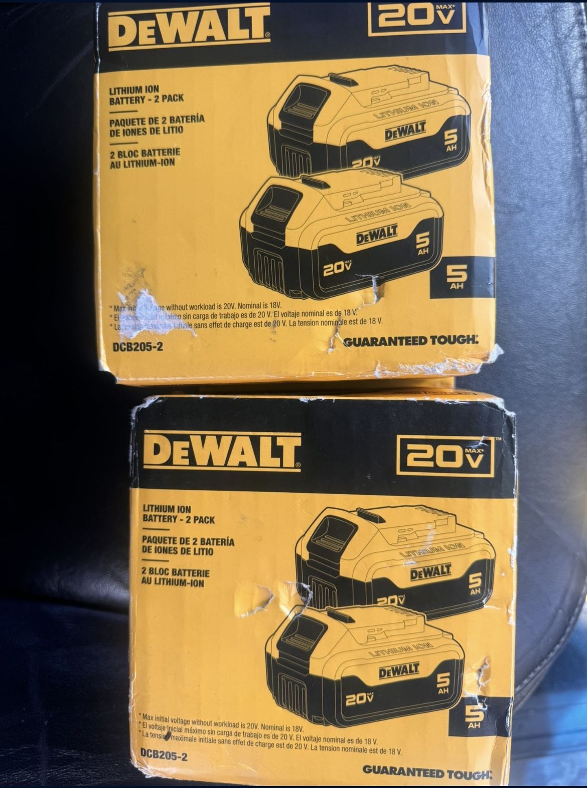 DEWALT 20V MAX Premium 5.0Ah Battery Pack (2 Pack for $120.00 Each package) New