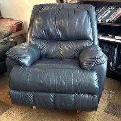 Blue Leather La-Z-Boy Recliner 