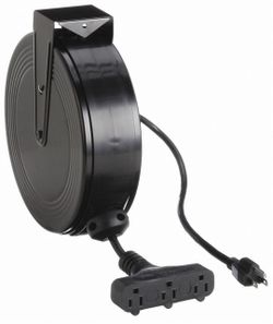Retractable Extension Cord Reel with 3-Outlet End ( No Box)