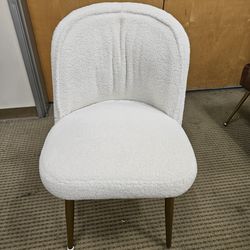 White Sherpa Accent Chair – Modern Gold Legs – Living Room / Vanity Ready