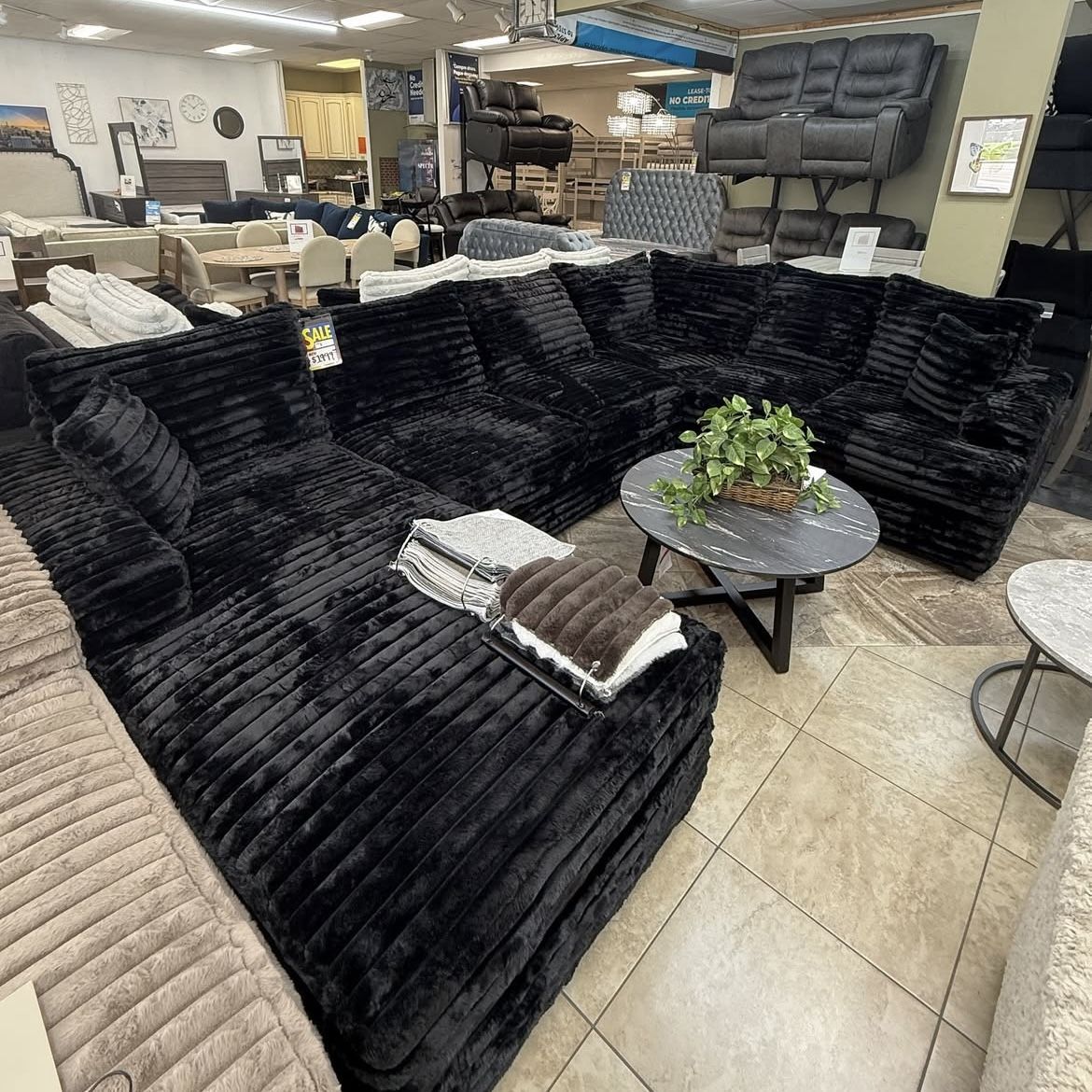 Brand New Elegant Plush Corduroy Sectional Set