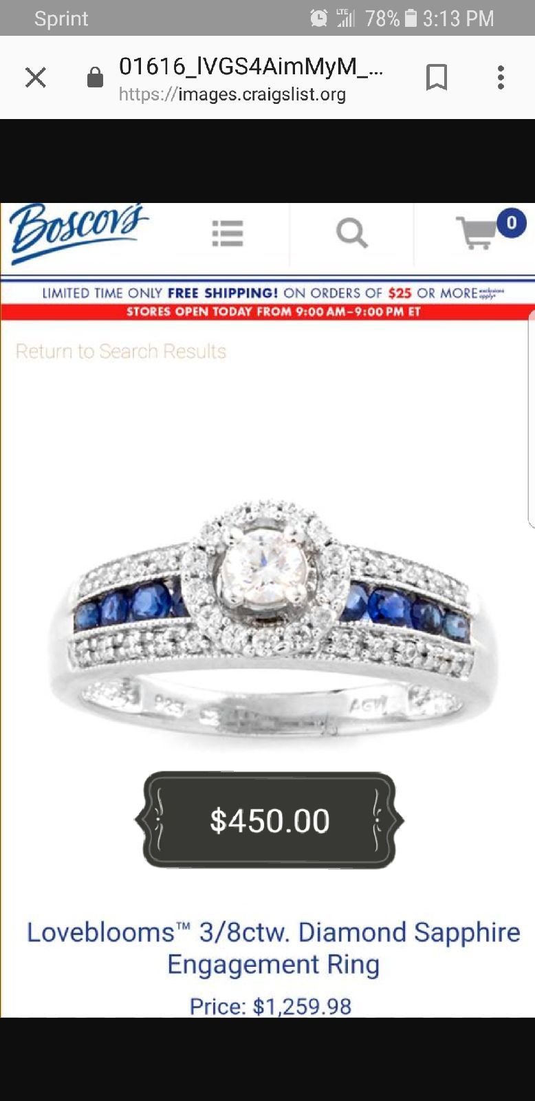 3/8ctw diamond sapphire engagement ring