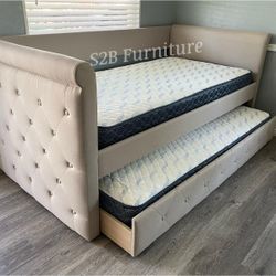 Twin Twin Beige Daybed With Ortho Mattress Included!!