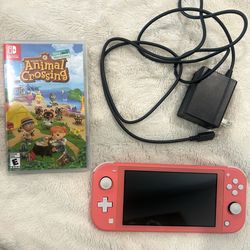 Pink Nintendo Switch Lite +animal crossing new horizons