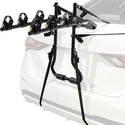 GYMAX Bike Rack, Trunk Mounted 3 Bike Hitch Rack with 2” Receiver & Double Safety Guarantee, Folding Heavy Duty Adjustable Bicycle Rack for Cars, Truc