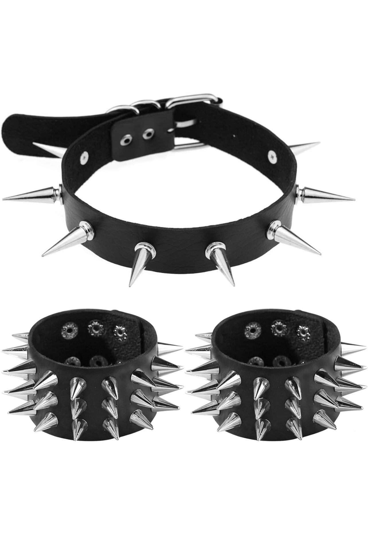 Spike Choker Collar And Bracelets Set Punk Rock Jewelry 