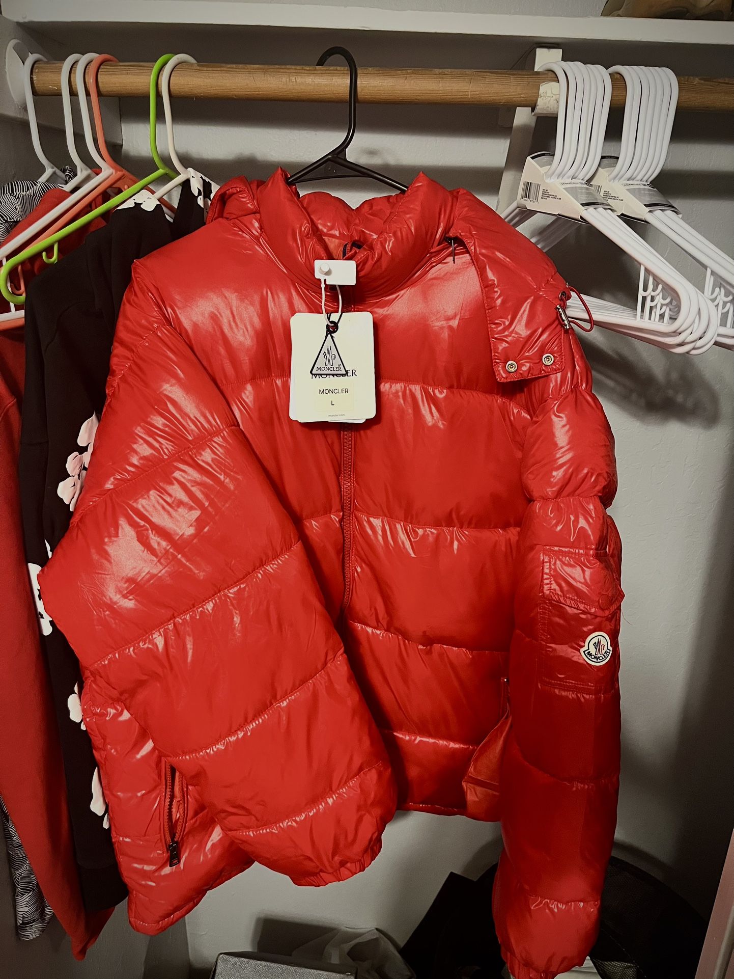 MONCLER Red Puffer Jacket Size L