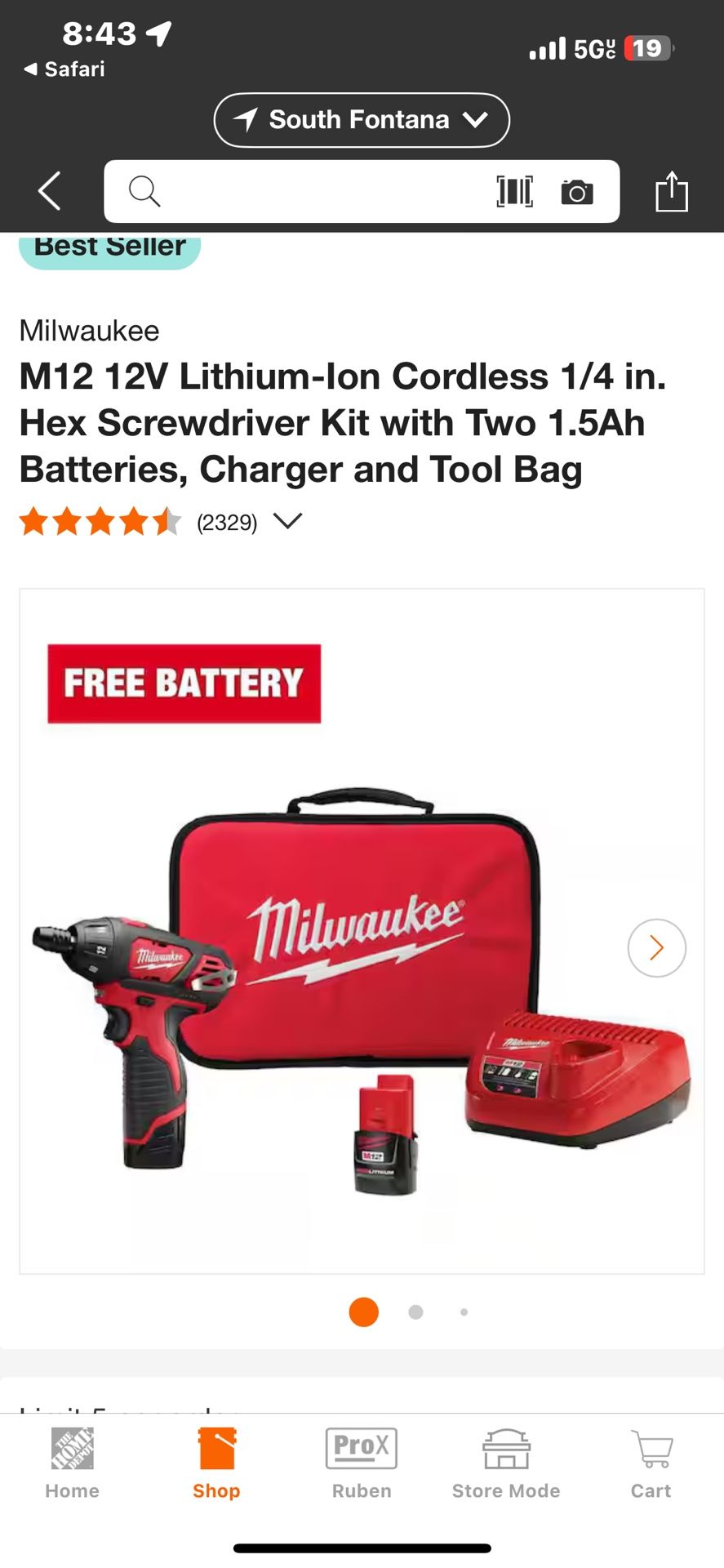 M12 12V Lithium-Ion Cordless 1/4 in. Hex Screwdriver Kit with Two 1.5Ah Batteries, Charger and Tool Bag