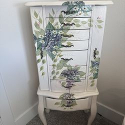 Beautiful Hand Painted Jewelry Box / Cabinet