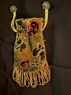 Beaded Potli Bag: Satin Lined Drawstring Coin Purse -