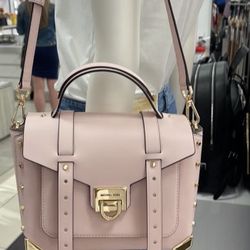 Michael Kors Manhattan Medium Powder blush Pink Leather Satchel Crossbody Bag