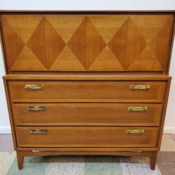 Mid Century Modern Walnut Highboy Dresser By JB Van Sciver - Gentleman's Chest - 5 Drawers