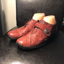 Rieker Loafer Shoes Women's Red Leather Comfort Slip On Shoes Size 42/11US