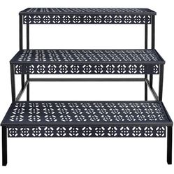 3-Tier Rectangular Metal Plant Stand, Ladder Flower Pot Rack For 4–7" Pots,27.6"L*23.6"W*23.6"H,Indoor/Outdoor Use,Plant Bench,Balcony Plant Shelves,P