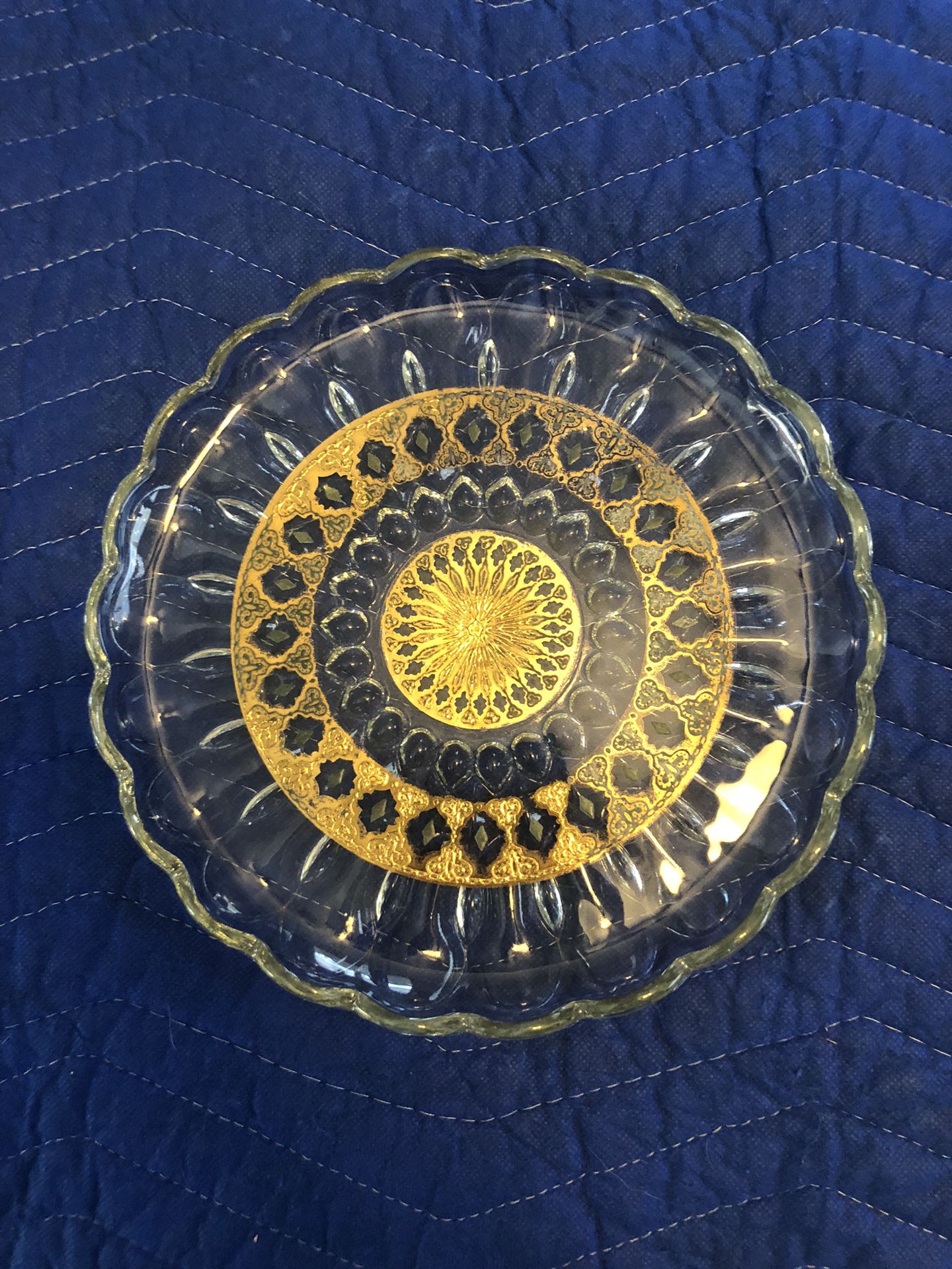 Vintage Glass Gold Plated Dish