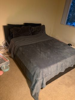 IKEA full black bed frame and mattress