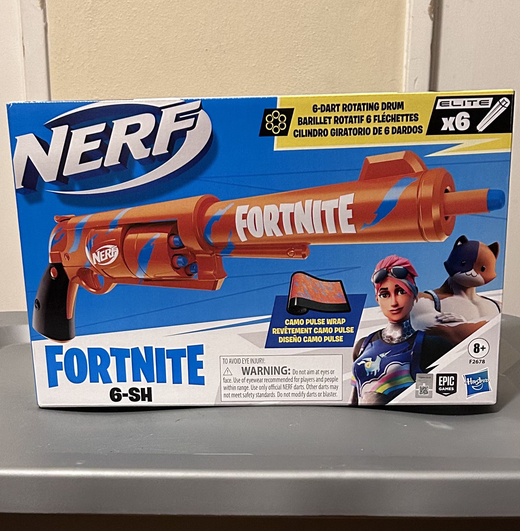 Nerf Fortnite 6-SH Rotating Drum Kids Toy Blaster for Boys and Girls with 6 Darts
