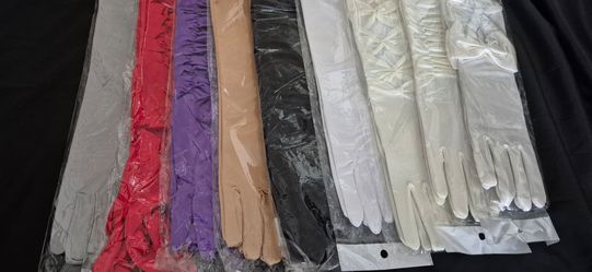 Satin Gloves (Great for prom, winter formal, cosplay, Weddings, Quinceañeras, Bridgerton)