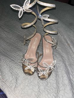 gold wrap up heels size 6 1/2