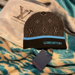 LV Gray And Blue Striped Hat