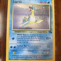 Pokemon Lapras Fossil 10/62 Vintage Holo Rare Unlimited MP/HP