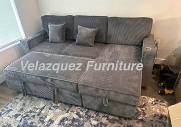 ✅️✅️Grey  Color Convertible Sectional W/ Cup Holder & W/ USB Port✅️✅️