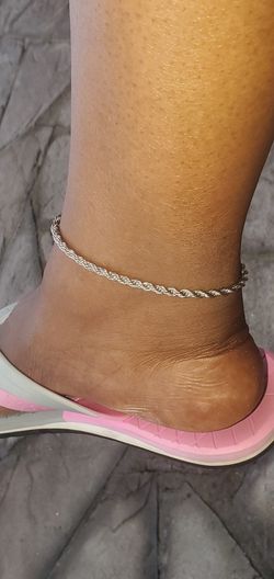 14k Gold-Plated Stainless Steel Twist Anklets In Silver And Gold Thumbnail