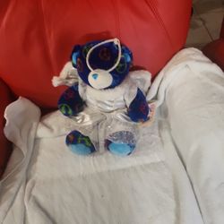 Build A Bear Peace Bear In Blue Wesring Angel Costume