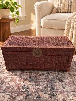 Wicker Storage Trunk with Brass Latch