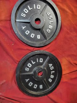 BODY SOLID 2" HOLE  OLYMPIC PLATES 90LBs.       2-45s.  
11525 S HALSTED DUNKIN DONUTS/7111.S WESTERN WALGREENS 
90$  CASH ONLY AS IS 