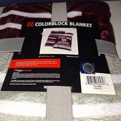 Texas A&M 50" by 60" Colorblock Plush Blanket NEW Aggies Logo Brand Maroon 