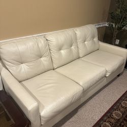 3 Pc White Leather Couch Set