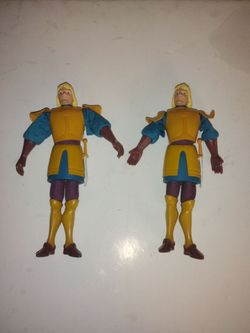 2 Old Medieval Knight Action Figures Lot of 2 - about 10 inches tall