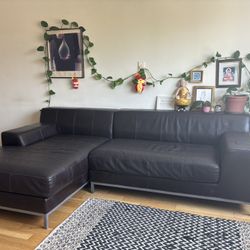 Brown Leather sectional sofa