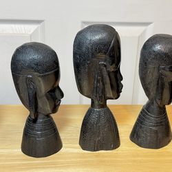 African tribal hand carved wooden figurines