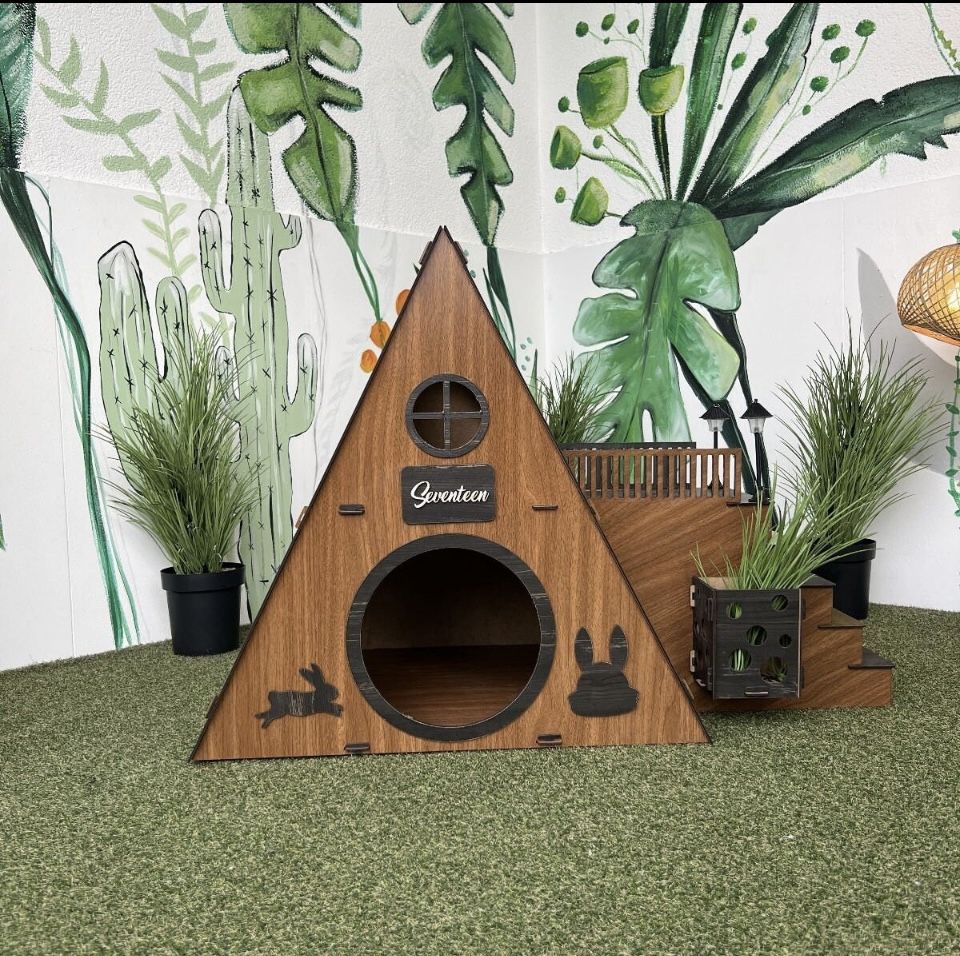 Modern Rabbit House Indoor Rabbit Castle Rabbit Furniture Extra Large Rabbit House Rabbit Bed Bungalow Rabbit House